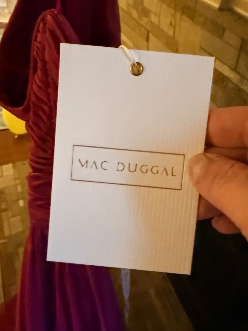 Mac Duggal Raspberry One-Shoulder Prom Gown with Thigh Slit - Picture 5 of 5